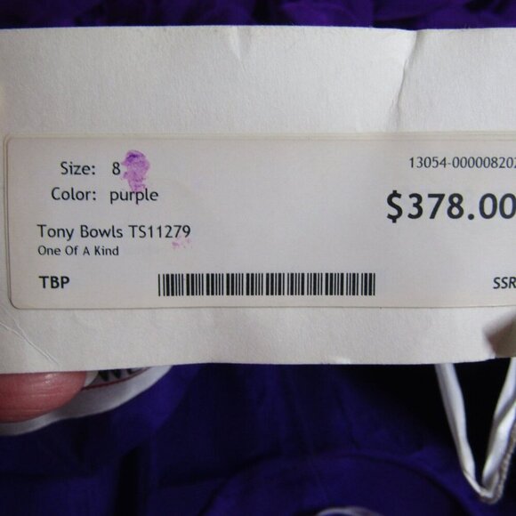 TONY BOWLS 8 STRAPLESS Ruffle Whimsigoth Fairy PROM Party Purple Romantic Dress - Picture 8 of 11